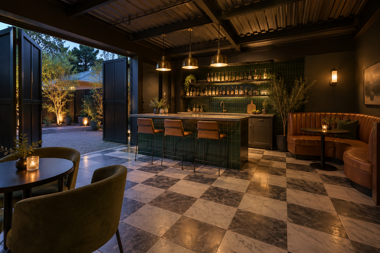 Home Bar & Entertainment Lounge garage conversion example